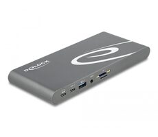 Delock Dokovací stanice USB Type-C DP 1.4 šedá / trojí displej 4K - HDMI/DisplayPort/USB/LAN/SD/PD 3.0