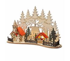 Solight 1V250 LED vánoční městečko s kostelem / 30x19cm / 2x AAA