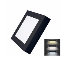 Solight WD171-B LED mini panel CCT / přisazený / 12W / 900lm / 3000K / 4000K / 6000K / čtvercový / černá barva