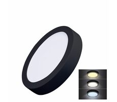 Solight WD170-B LED mini panel CCT / přisazený / 12W / 900lm / 3000K / 4000K / 6000K / kulatý / černá barva