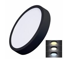 Solight WD174-B LED mini panel CCT černá / přisazený / 24W / 1800lm / 3000K / 4000K / 6000K / kulatý 