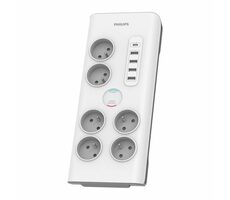 Philips SPN7060WA/60 bílá / Přepěťová ochrana / 6 zásuvek & 4x USB-A & 1x USB-C