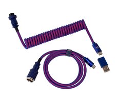 Keychron Premium Coiled Aviator Cable fialová / Kabel pro Custom klávesnice / 1.08m / USB-C / rovný konektor