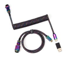 Keychron Premium Coiled Aviator Cable černá / Kabel pro Custom klávesnice / 1.08m / USB-C / rovný konektor