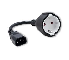 Qoltec 53906 Adaptér 0.15m černá / IEC 320 C14 / SCHUKO