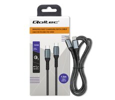Qoltec 52358 Kabel USB-C 2.0 (M) - USB-C 2.0 (M) 1.5m černá / PD 100W / QC 3.0