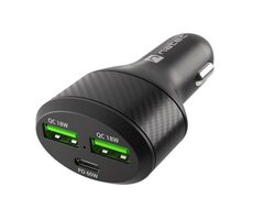 Natec Coney 84W QC 3.0 Universální autonabíječka černá / 1x USB-C / 2x USB-A / 84 W