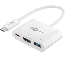 Goobay 62104 adaptér USB-C M na HDMI F & USB-A F & USB-C bílá / PD 60 W