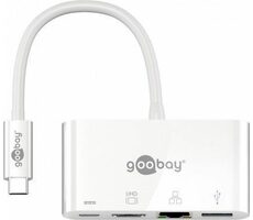 Goobay 62105 multiportový adaptér bílá / 1x USB-C M na HDMI & Ethernet & USB-C & USB-A