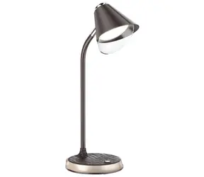 IMMAX LED stolní lampička FINCH hnědá + zlaté prvky / Qi nabíjení / 9W/ 12V 2A / stmívatelná