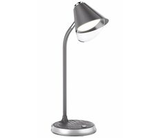 IMMAX LED stolní lampička FINCH šedá + stříbrné prvky / Qi nabíjení / 9W/ 12V 2A / stmívatelná