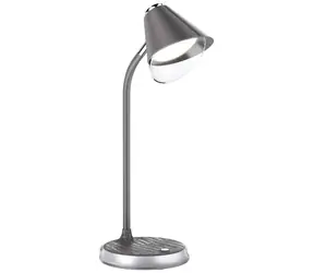 IMMAX LED stolní lampička FINCH šedá + stříbrné prvky / Qi nabíjení / 9W/ 12V 2A / stmívatelná