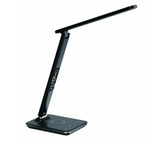 IMMAX LED stolní lampička Kingfisher černá / Qi nabíjení / 8.5W / 400lm / 12V / 2.5A / 3 barvy světla / sklápěcí rameno