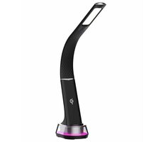 IMMAX CORELLA LED stolní lampička černá + stříbrné prvky / Qi / 7W / 5V / 2.1 A/ RGB podsvícení / stmívatelná / USB