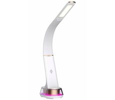 IMMAX CORELLA LED stolní lampička bílá+zlaté prvky / Qi / 7W / 5V / 2.1 A/ RGB podsvícení / stmívatelná / USB