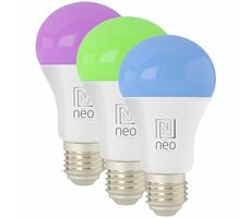 IMMAX NEO LITE SMART sada 3x žárovka LED E27 9W RGB+CCT barevná a bílá / stmívatelná / Wi-Fi / TUYA