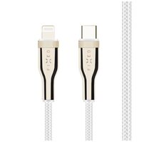 FIXED Dlouhý nabíjecí a datový opletený kabel s konektory USB-C/Lightning a podporou PD 2 m bílá / MFI