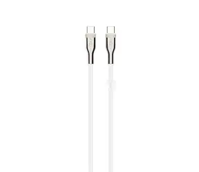 FIXED Krátký nabíjecí a datový opletený kabel s konektory USB-C/USB-C a podporou PD 0.5 m bílý / USB 2.0 / 100W