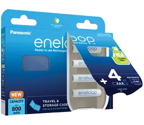 Panasonic Eneloop Nabíjecí baterie AAA 800 mAh / Ni-MH / 4ks / blistr + pouzdro