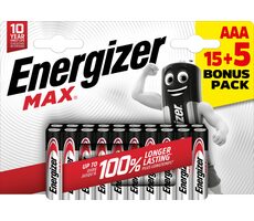 Energizer MAX AAA 15+5 zdarma 1.5V alkalické / 20ks / LR03