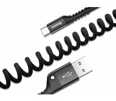 Baseus CATSR-01 Spirálový kabel USB-A (M) - USB-C (M) 1 m černá