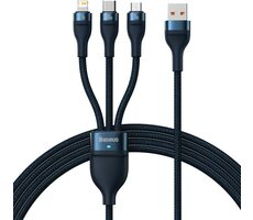 Baseus CASS030003 Kabel USB-A (M) - Micro USB (M) & Lightning (M) & USB-C (M) 1.2 m modrá / 100W