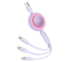Baseus CAMJ010105 Kabel USB-A (M) - Micro USB (M) & Lightning (M) & USB-C 66W (M) 1.1 m fialová