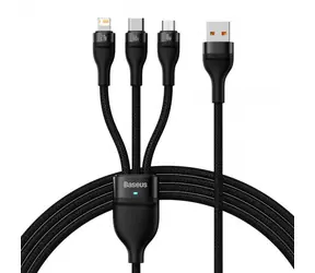Baseus CASS040001 Kabel USB-A (M) - Micro USB 18W (M) & Lightning (M) & USB-C 66W (M) 1.2 m černá