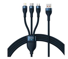 Baseus CASS040003 Kabel USB-A (M) - Micro USB 18W (M) & Lightning (M) & USB-C 66W (M) 1.2 m modrá