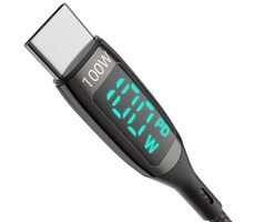 BlitzWolf BW-TC23 100W napájecí kabel s displejem USB-C (M) - USB-C (M) 1.8m černá