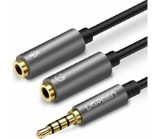 UGREEN Adaptér pro sluchátka 3.5mm jack (M) - 2x 3.5mm jack (F) šedá