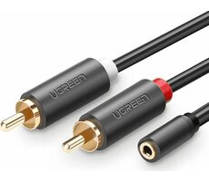 UGREEN AV102 Kabel 2x RCA (Cinch - M) - 3.5 mm jack (F) 0.25 m černá