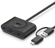 UGREEN USB HUB USB 3.0 + USB-C černá / 3.1 4-ports OTG