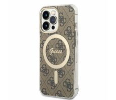 GUESS 4G IML MagSafe Zadní Kryt pro Apple iPhone 13 Pro Hnědá