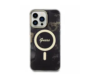 GUESS Marble IML MagSafe Kompatibilní Zadní Kryt pro Apple iPhone 14 Pro Max černá