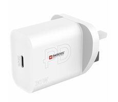 SKROSS Rychlonabijecí adaptér bílá / 1x USB-C / 30W / UK zásuvka typ G 