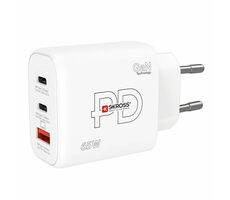 SKROSS Rychlonabijecí adaptér GaN EU bílá / 1x USB-A  / 2x USB-C / 65W
