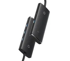 Baseus WKQX030001 Lite Series Hub 0.25 m černá / USB rozbočovač / 4x USB 3.0