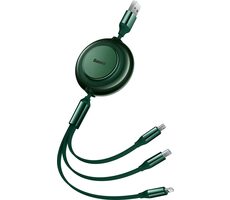 Baseus CAMJ010006 Kabel USB-A (M) - Micro-USB (M) & USB-C (M) & Lightning (M) 1.1 m zelená