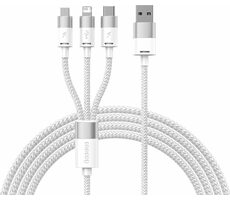Baseus CAXS000002 Kabel USB-A (M) - Micro-USB (M) & USB-C (M) & Lightning (M) 1.2 m bílá
