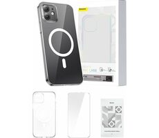 Baseus ARSJ010302 Magnetic Crystal Kryt pro Apple iPhone 12 čirá / + ochranné sklo / + čisticí sada