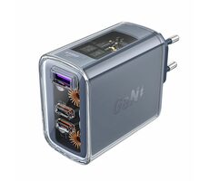 Acefast Exploration series PD65W GaN nabíječka šedá / 2x USB-C / 1x USB-A / 65W
