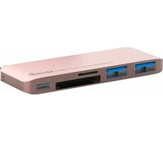 Gmobi Multi-port USB-C Dokovací stanice růžová / 2x USB-A 3.0 / 1x USB-C / SDHC/Micro SDHC Hub