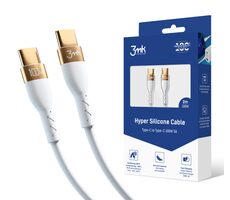 3mk Hyper Silicone datový kabel USB-C - USB-C  2m bílá / 100 W / 5A 