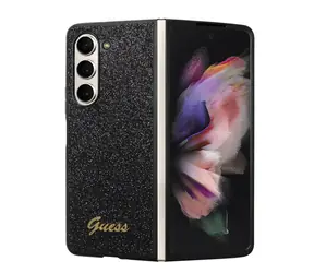 Guess PC/TPU Glitter Flakes Metal Logo Zadní Kryt pro Samsung Galaxy Z Fold 5 černá