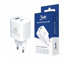 3mk Hyper Charger 33 W bílá / cestovní nabíječka / GaN 1x USB - 1x USB-C