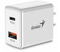 GENIUS PD-20AC bílá / Nabijecí adaptér / 20W / 1x USB-C / 1x USB-A / USB-C PD 3.0 / USB-A QC 3.0
