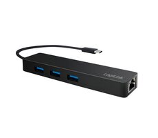 LogiLink UA0313 černá / USB-C Hub / 3x USB-A / 1x USB-C / RJ45