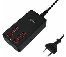 LogiLink PA0140 černá / Nabíjecí adaptér / 8x USB-A / 44W