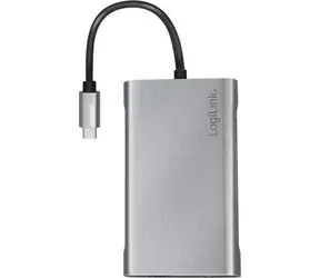 LogiLink UA0382 stříbrná / USB dokovací stanice / 2x USB-A 3.2 / 1x USB-C 3.2 / 2x USB-A 2.0 / HDMI / DP / RJ45